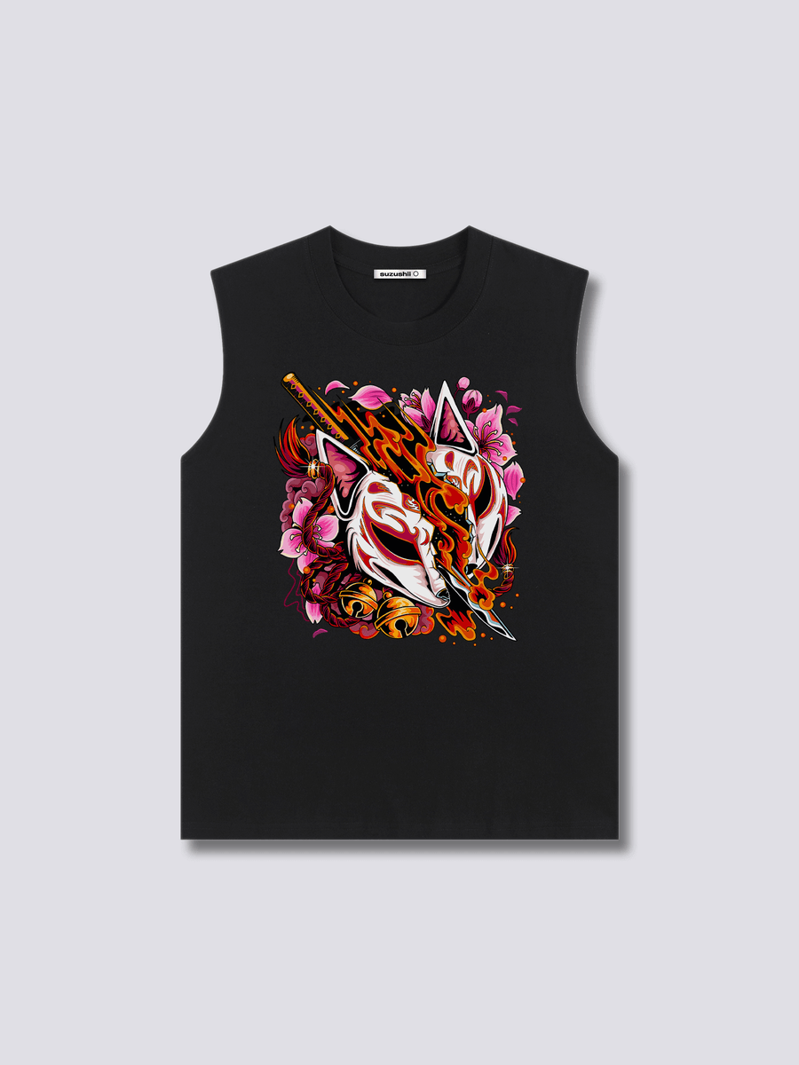 Estampado Frontal - Cazador Kitsune Camiseta sin Mangas