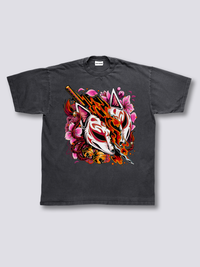 Estampado Frontal - Cazador Kitsune Camiseta Vintage