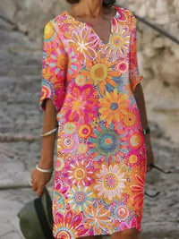 Nira | Vestido Midi Floral Vibrante
