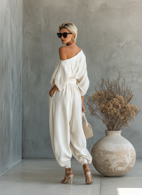 Conjunto de Lino Crudo con Top y Pantalón