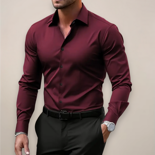 Camisa de Manga Larga con Cuello de Muesca Clásico