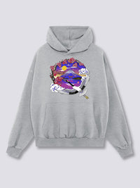 Estampado Frontal - Monte Fuji Grulla Sudadera con Capucha