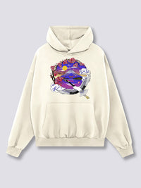 Estampado Frontal - Monte Fuji Grulla Sudadera con Capucha