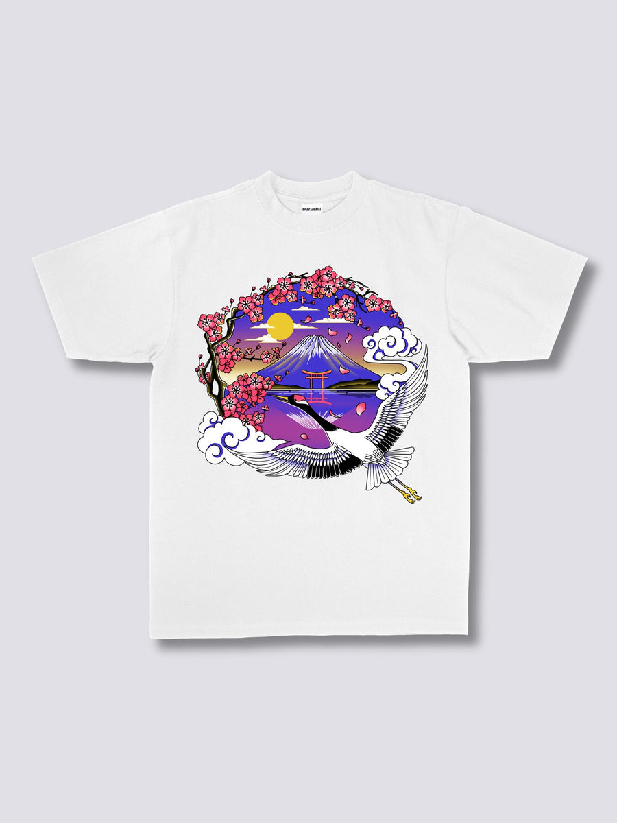 Estampado Frontal - Monte Fuji Grulla Camiseta