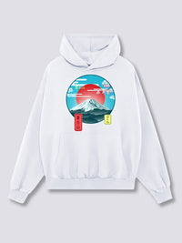 Estampado Frontal - Monte Fuji Sudadera con Capucha