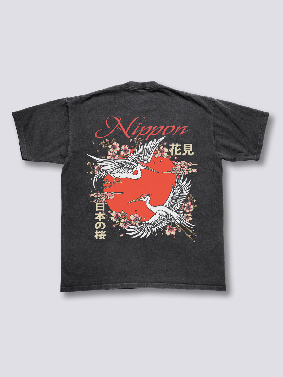 Nippon Grullas Camiseta Vintage