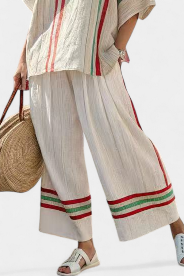 Mila | Conjunto Blusa Boho Estampada y Pantalón Holgado