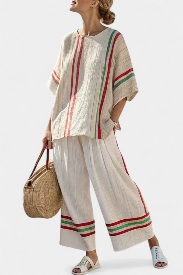 Mila | Conjunto Blusa Boho Estampada y Pantalón Holgado