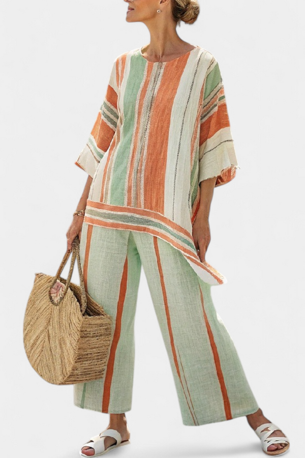 Grace | Conjunto Top Asimétrico y Pantalón de Pierna Ancha
