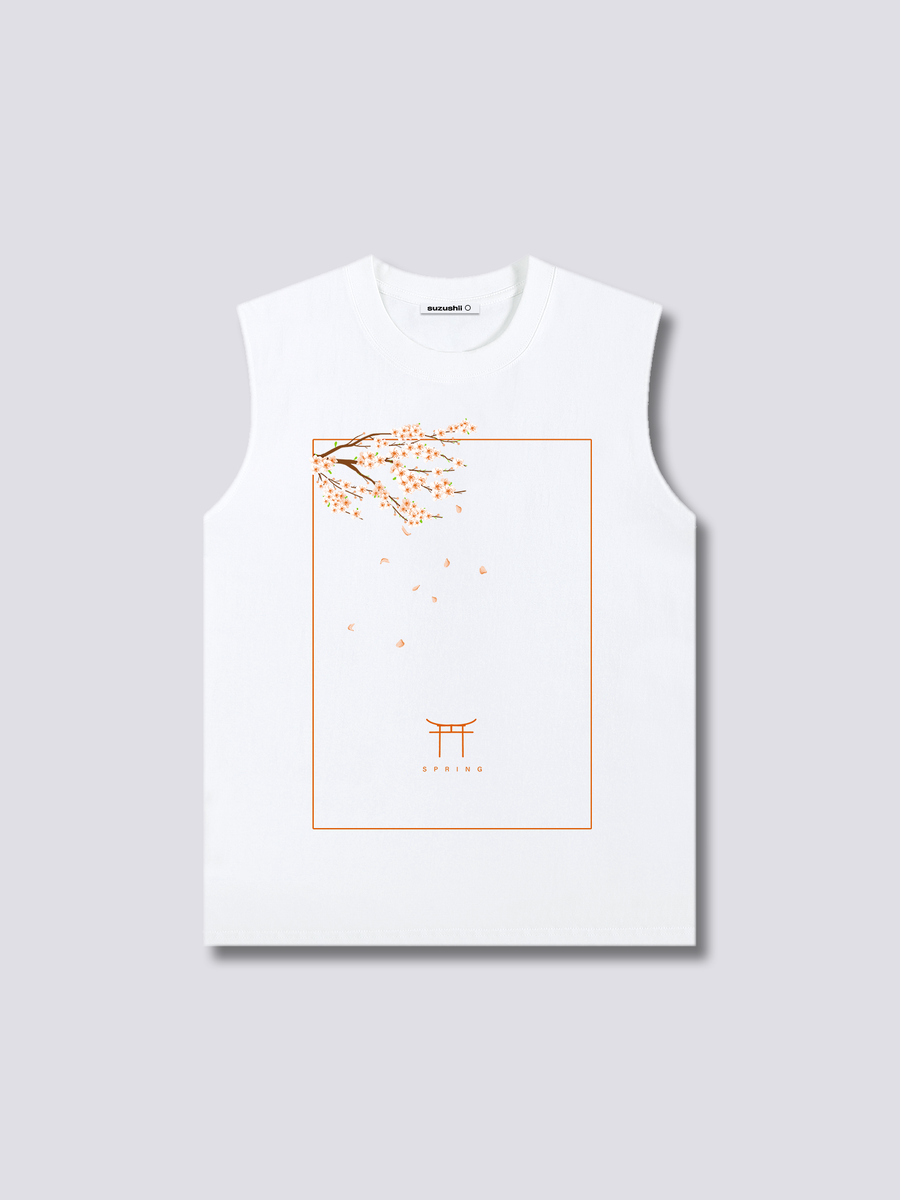 Estampado Frontal - Flor de Melocotón Camiseta sin Mangas