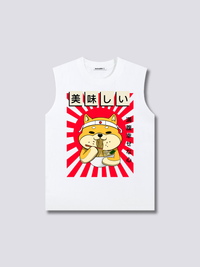Estampado Frontal - Ramen Shiba Camiseta sin Mangas