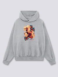Estampado Frontal - Rojo Koi Sudadera con Capucha