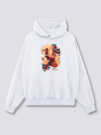 Estampado Frontal - Rojo Koi Sudadera con Capucha