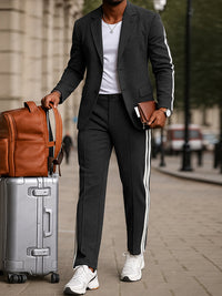 Conjunto Blazer Pantalón Rayas Laterales Moderno