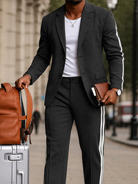 Conjunto Blazer Pantalón Rayas Laterales Moderno