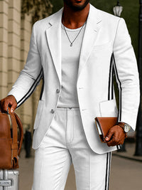 Conjunto Blazer Pantalón Panel de Rayas Elegante