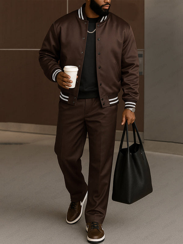 Conjunto Chaqueta Pantalón Rayas Contrastadas Moderno