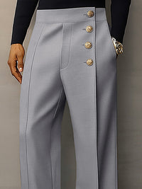 Pantalón Traje con Detalle de Botones Refinado