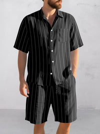 Conjunto Camisa Rayas Algodón Shorts Cómodo