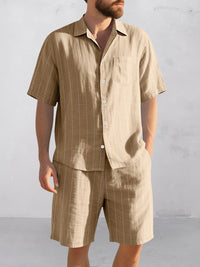 Conjunto Camisa Rayas Algodón Shorts Cómodo