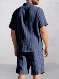 Conjunto Camisa Rayas Algodón Shorts Cómodo