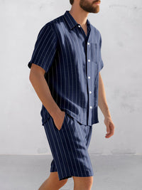 Conjunto Camisa Rayas Algodón Shorts Cómodo