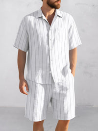 Conjunto Camisa Rayas Algodón Shorts Cómodo