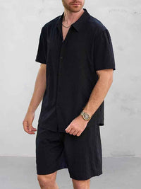 Conjunto Camisa Jacquard Shorts Casual