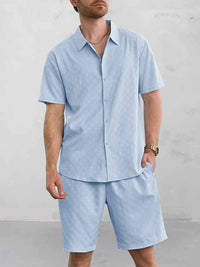 Conjunto Camisa Jacquard Shorts Casual