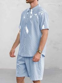Conjunto Camisa Jacquard Shorts Casual