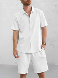 Conjunto Camisa Jacquard Shorts Casual