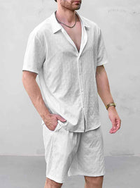 Conjunto Camisa Jacquard Shorts Casual