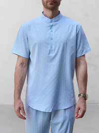Conjunto Camisa Henley Jacquard Pantalón Ocio