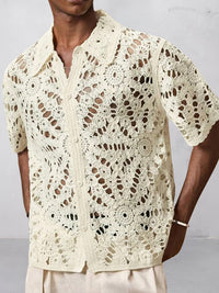 Camisa Punto Crochet Calado Moderna