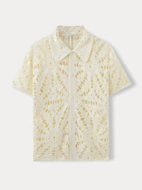 Camisa Punto Crochet Calado Moderna