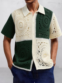 Camisa Punto Crochet Calado Moderna