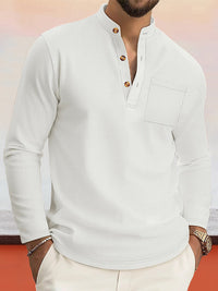Camisa Henley Waffle Casual Cómoda