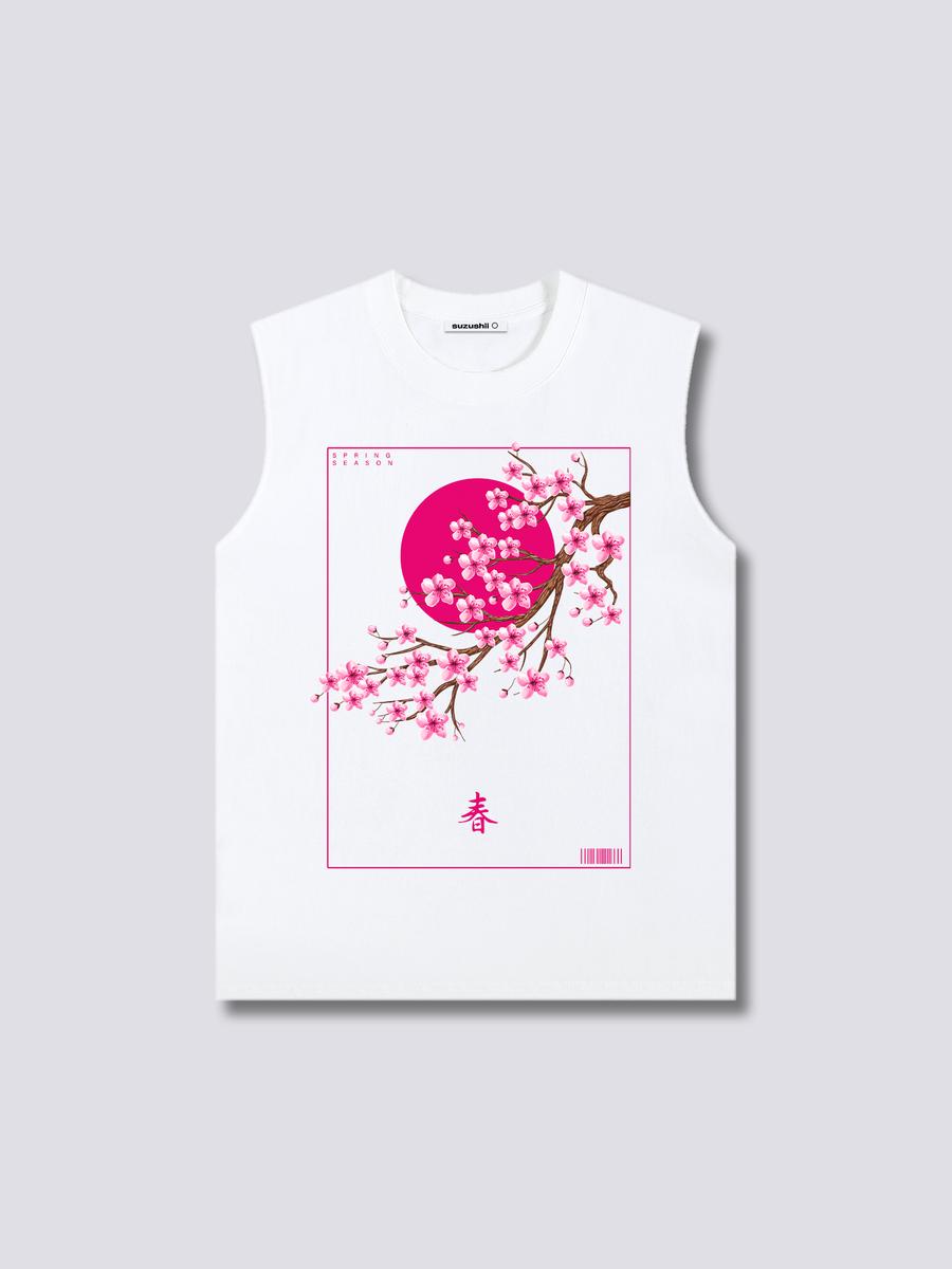 Estampado Frontal - Flor de Primavera Camiseta sin Mangas