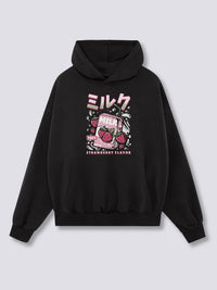 Estampado Frontal - Leche de Fresa Sudadera con Capucha
