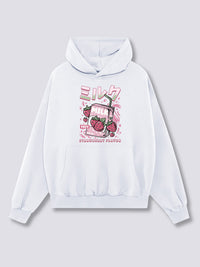 Estampado Frontal - Leche de Fresa Sudadera con Capucha