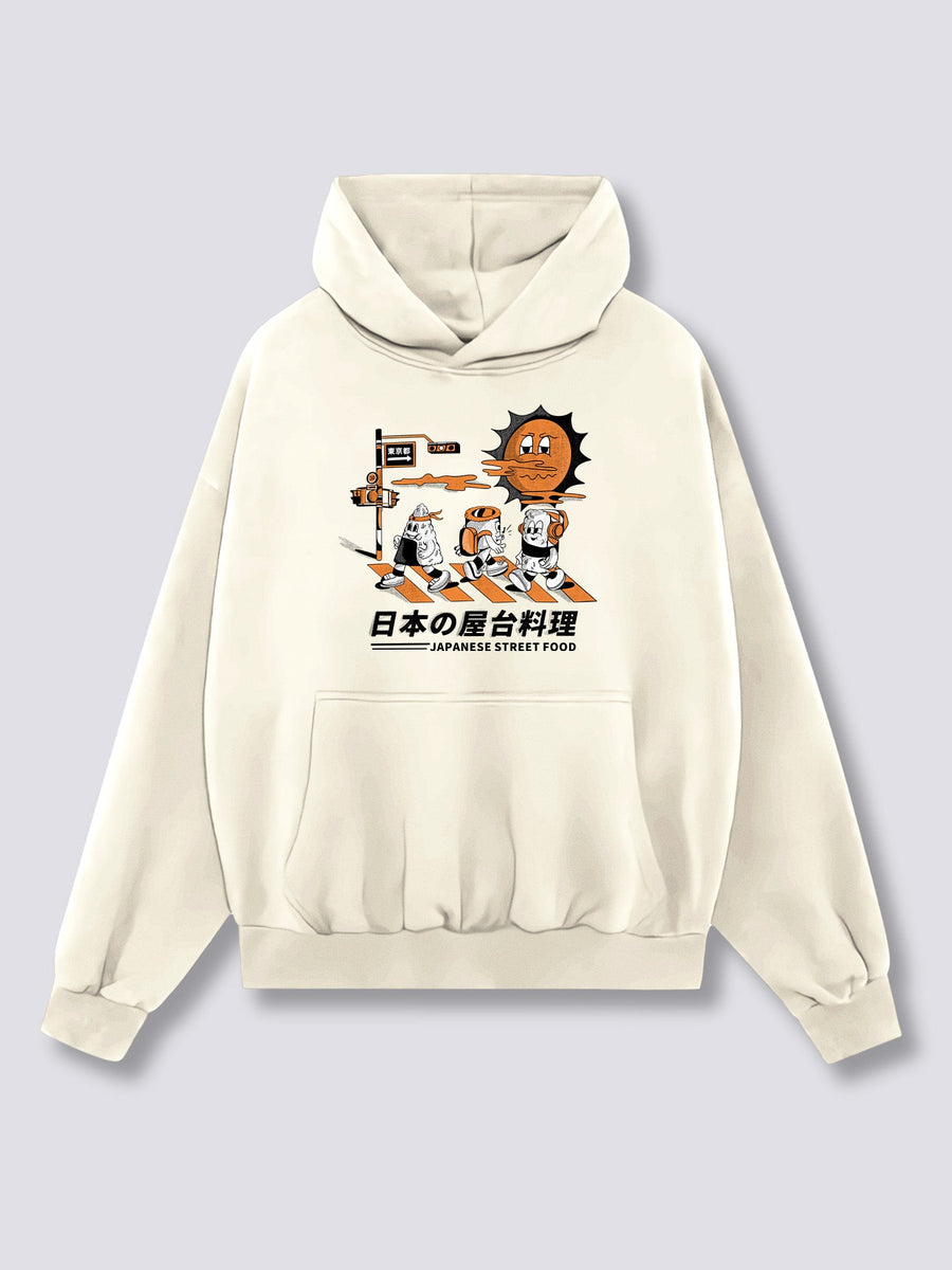 Estampado Frontal - Calle Comida Sudadera con Capucha