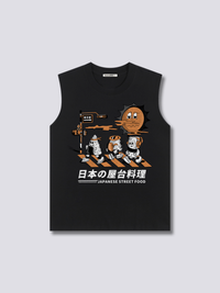 Estampado Frontal - Calle Comida Camiseta sin Mangas