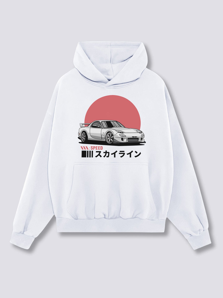 Estampado Frontal - Amanecer Conducción Sudadera con Capucha