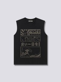 Estampado Frontal - Ola de Tokio Camiseta sin Mangas