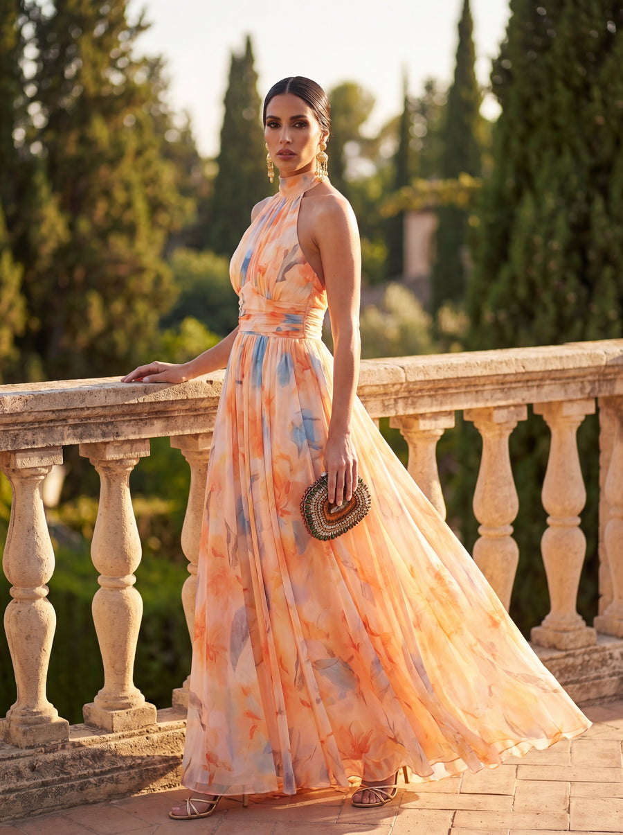 Robe Halter Aurora | Élégance intemporelle en satin luxueux
