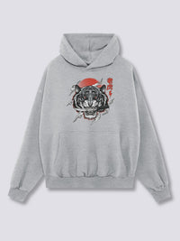 Estampado Frontal - Blanco Tigre Sudadera con Capucha