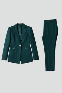 Conjunto de blazer de un botón y pantalón recto para mujer™