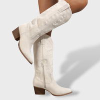 Botas Ortopédicas Cowboy Ante Bordado Mujer