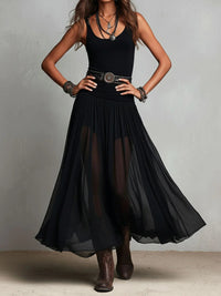 Capucine | Haut Noir Sans Manches et Jupe Maxi en Tulle (avec ceinture)