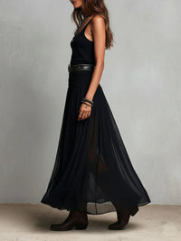 Capucine | Haut Noir Sans Manches et Jupe Maxi en Tulle (avec ceinture)